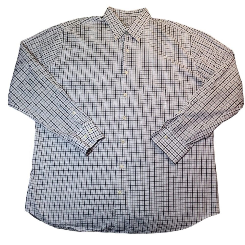 Peter Millar Crown Button Down Shirt XL Gray Check Business Golf Classic Work